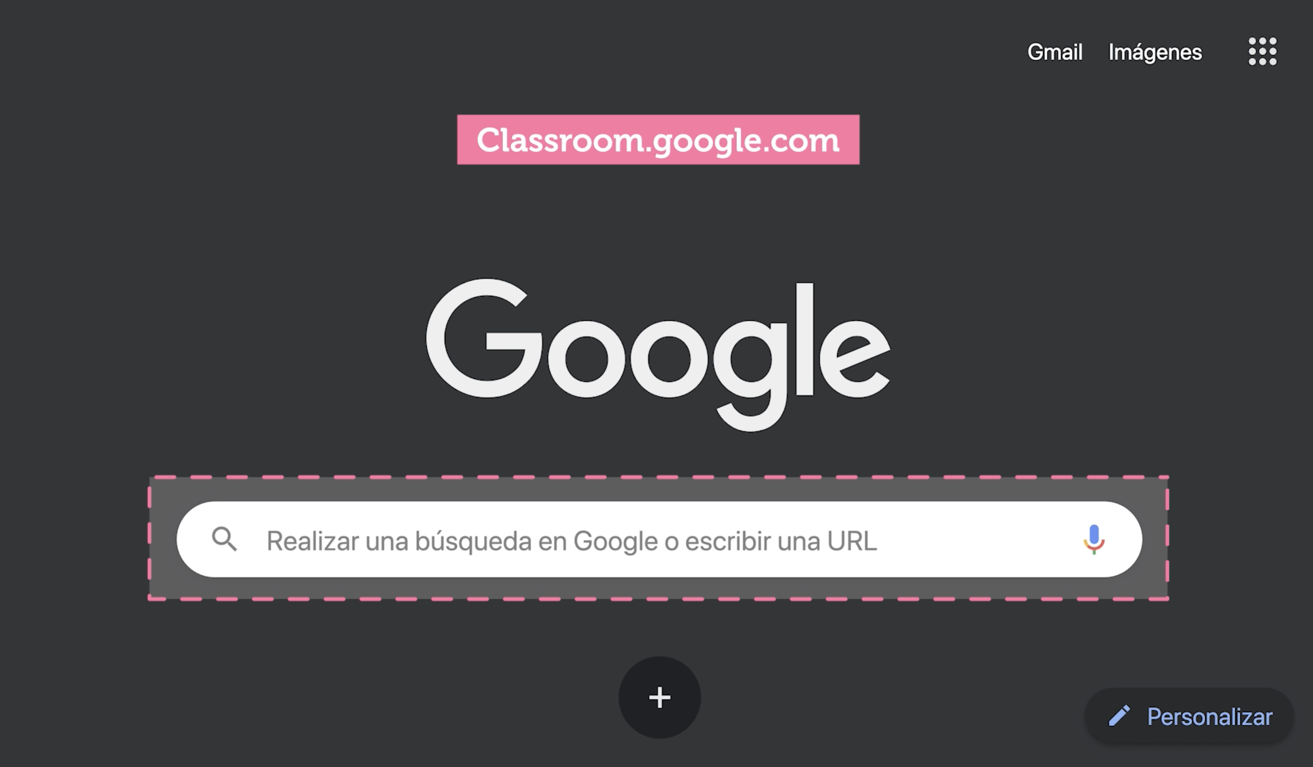 Digitar sitio web Google Classroom en el navegador